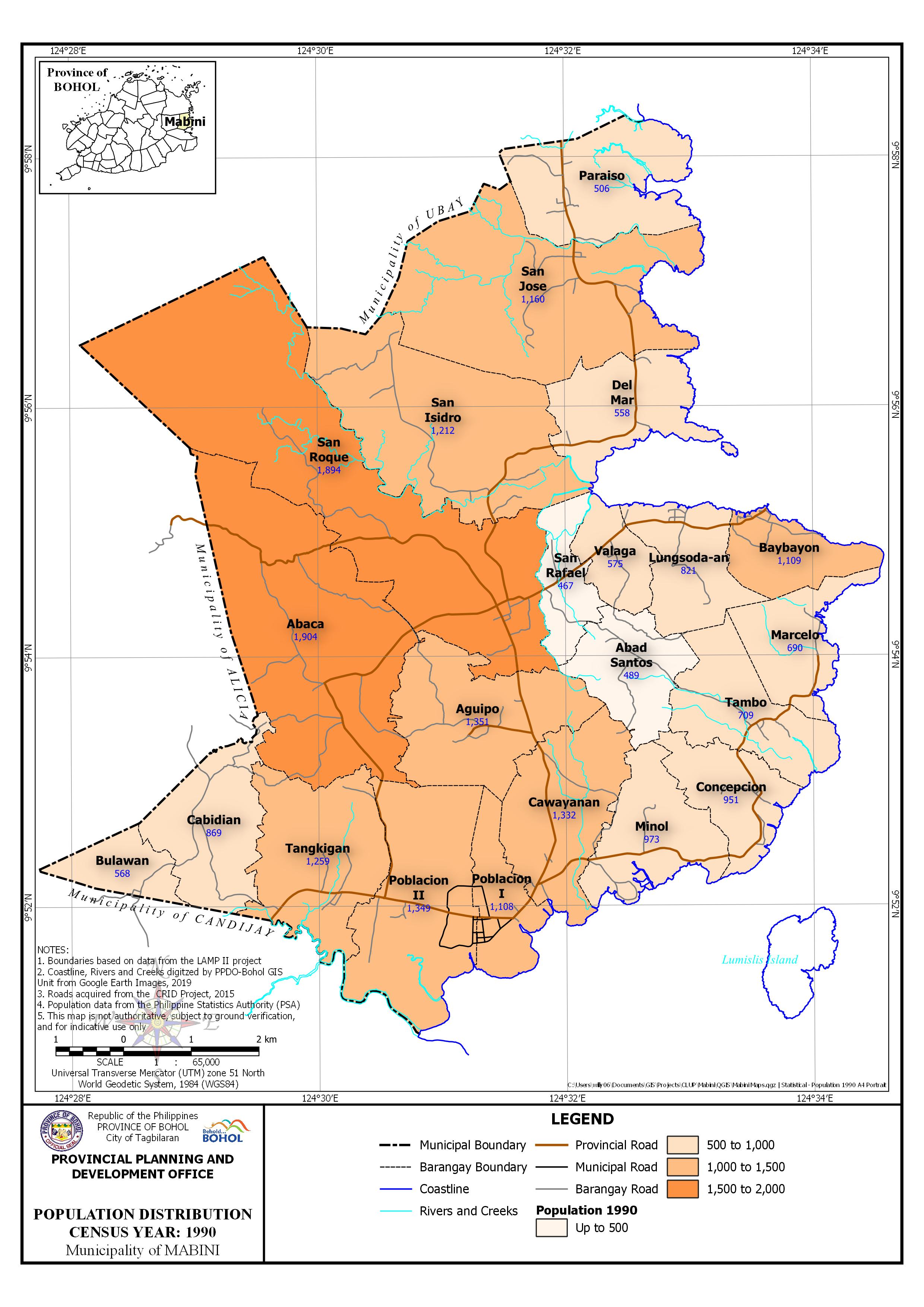 Population Distribution Map Census Year:1990